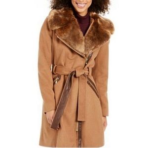 Via Spiga faux fur collar overcoat. Size M. NWT